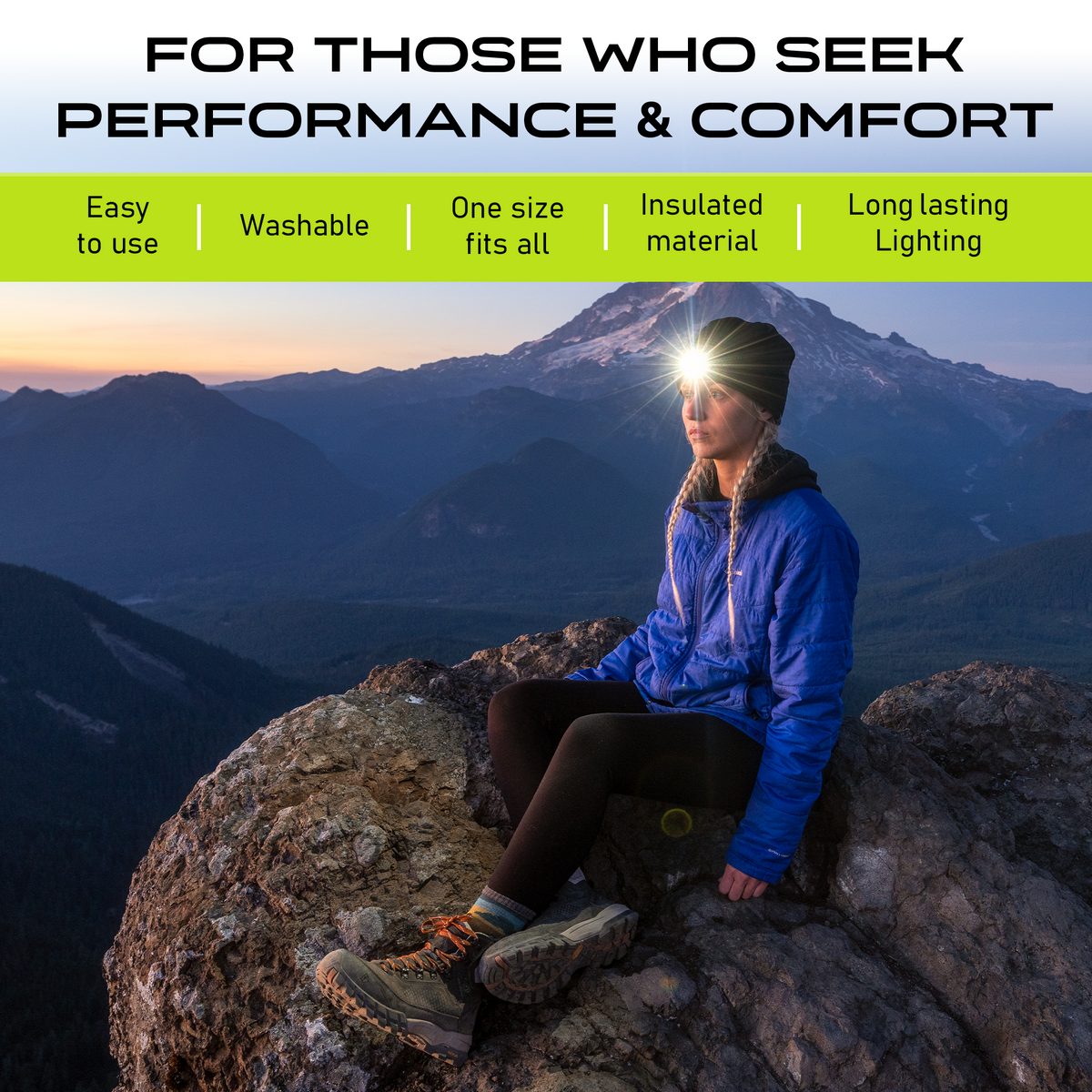 Rechargeable LED Headlamp Beanie – 150 Lumens, USB-C