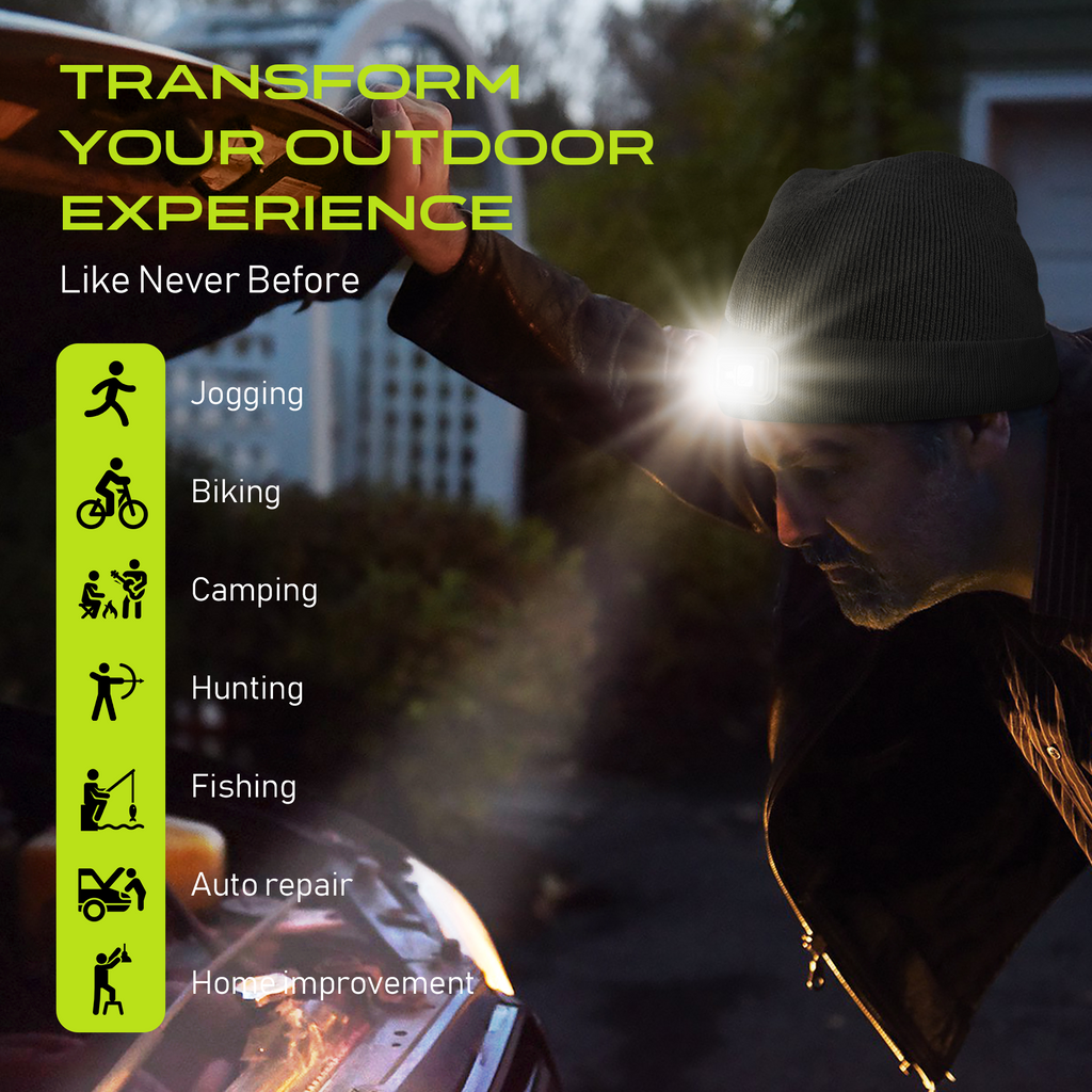 Rechargeable LED Headlamp Beanie – 150 Lumens, USB-C