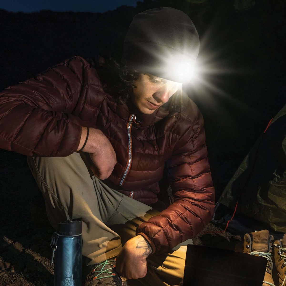 Rechargeable LED Headlamp Beanie – 150 Lumens, USB-C