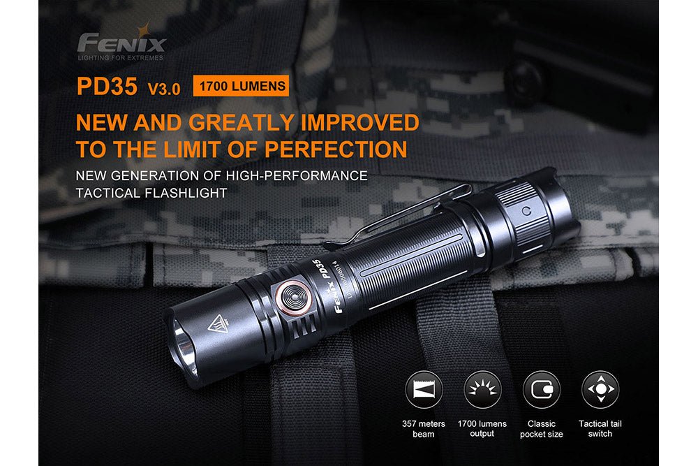 Fenix PD35 V3.0 Flashlight – 1700 Lumens, USB-C Rechargeable