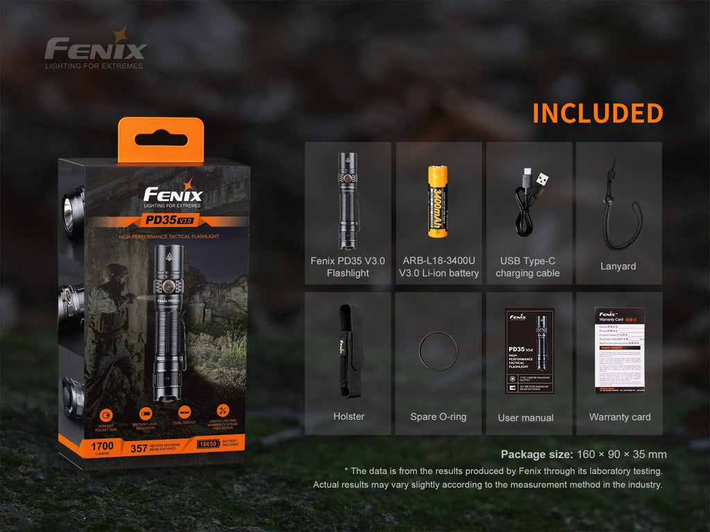 Fenix PD35 V3.0 Flashlight – 1700 Lumens, USB-C Rechargeable