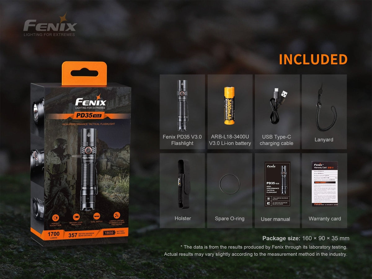 Fenix PD35 V3.0 Flashlight – 1700 Lumens, USB-C Rechargeable