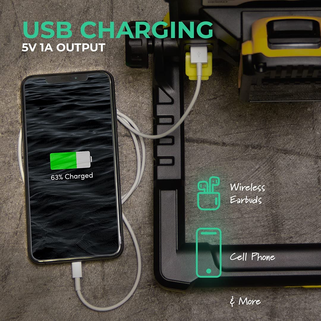 LED Work Flood Light for DeWalt 20V Batteries – 120 LEDs, USB Charging